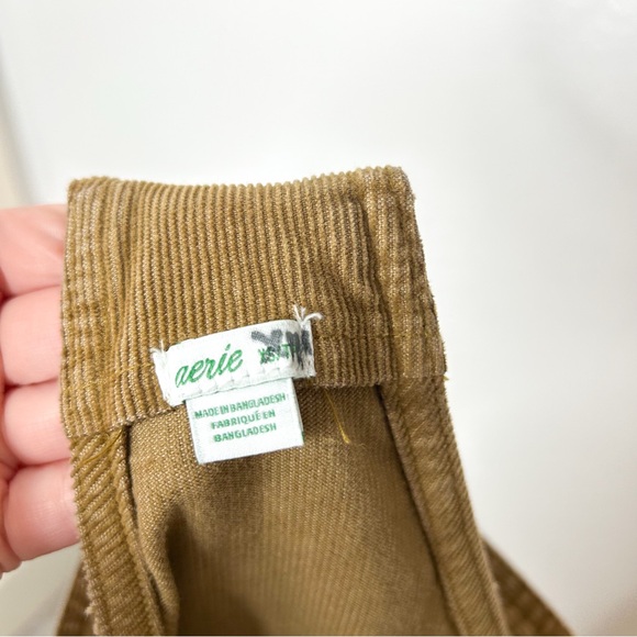 Aerie Werk & Play Twill Corduroy Overalls Slouchy Fit Neutral Tan Brown XS - Picture 7 of 7